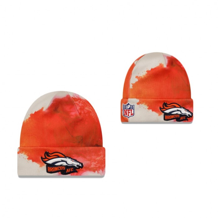 Official New Era Denver Broncos NFL 22 Sideline Ink Rush Orange Cuff Beanie  Hat B7723_B79 B7723_B79